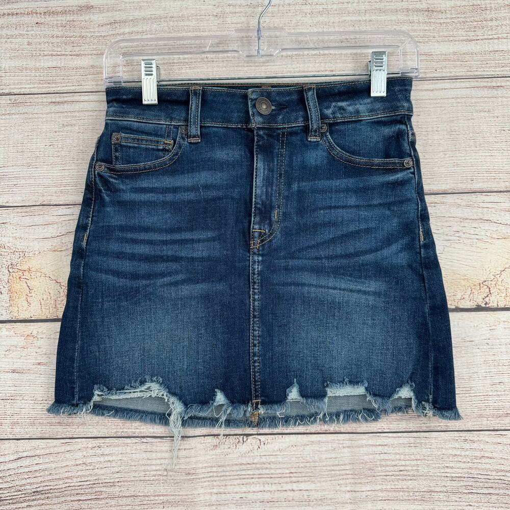 American Eagle Hi-Rise Mini Denim Jean Skirt Womens 0 Blue Medium‎ Wash NEW